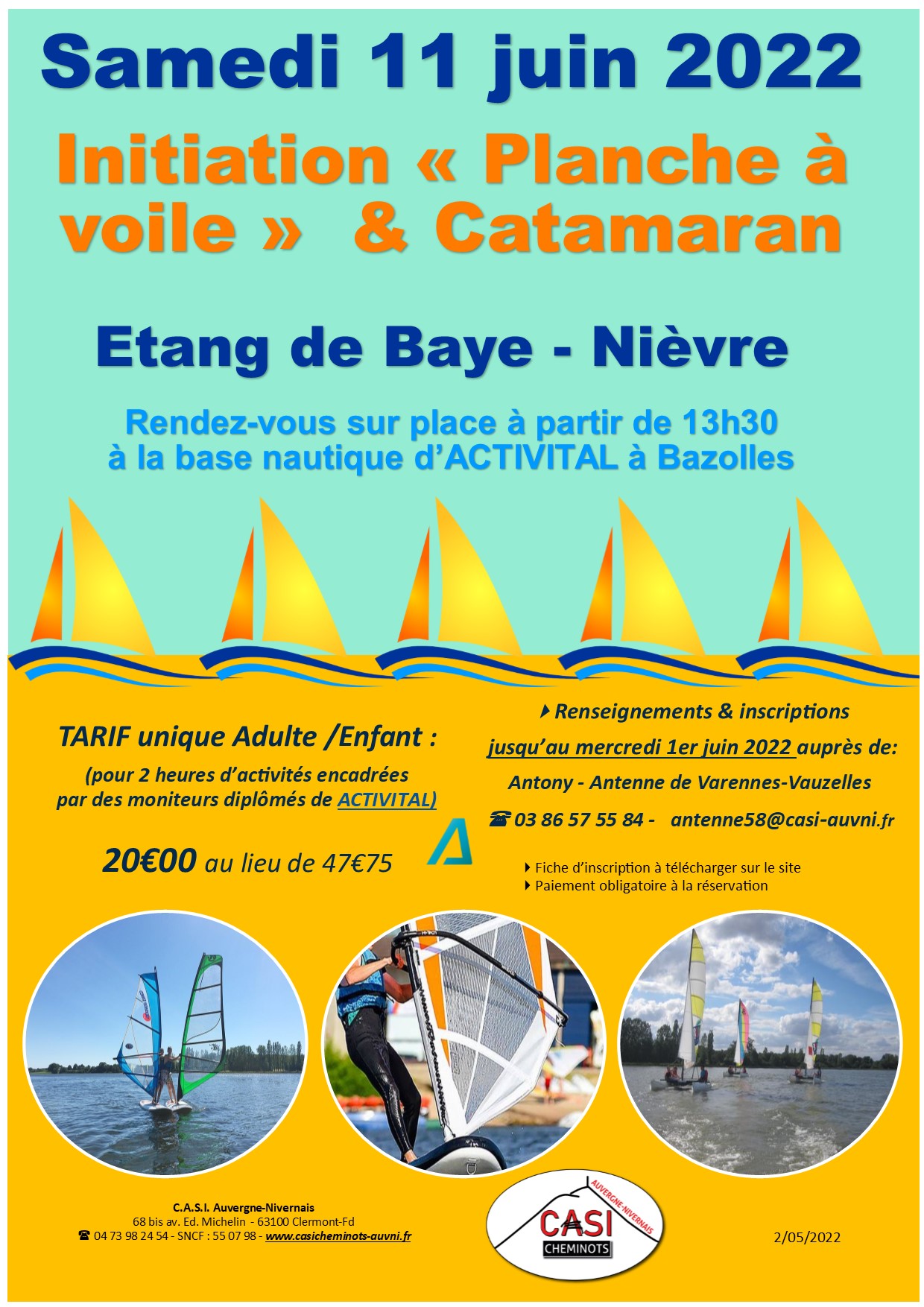 2022 Affiche Activité Planche à voile catamaran Nievre