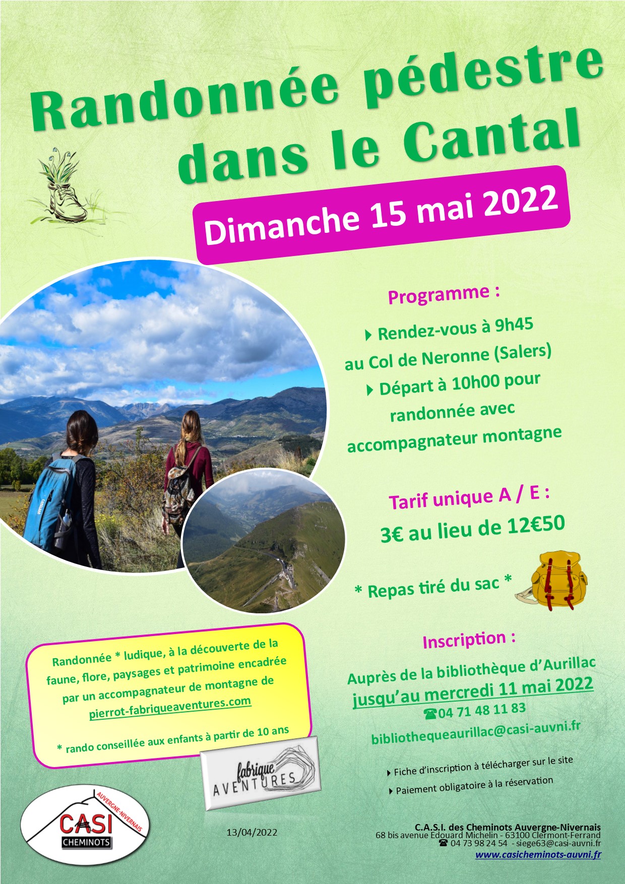 2022 Affiche Randonnée dans le Cantal