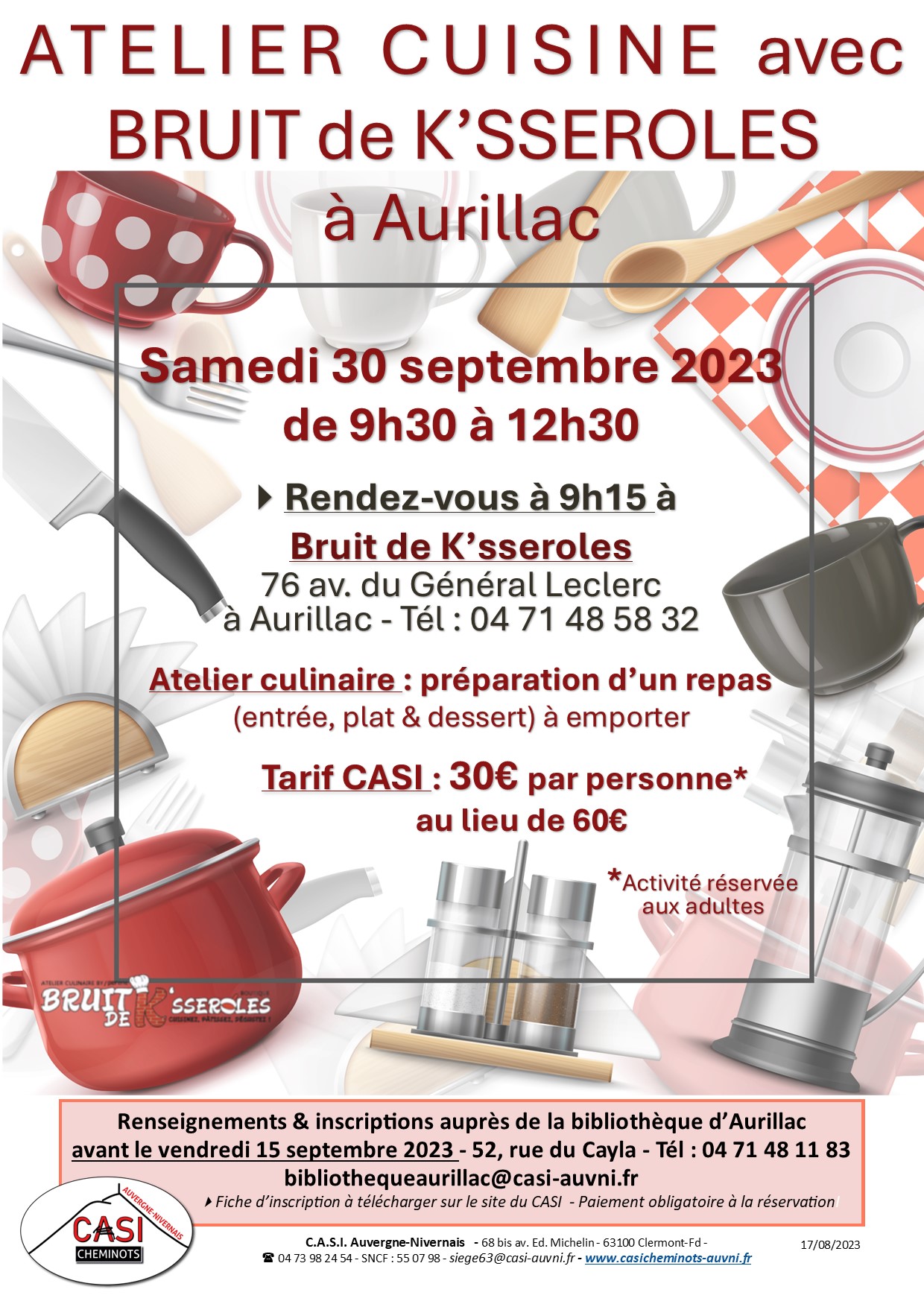 2023 Affiche Atelier Cuisine Aurillac