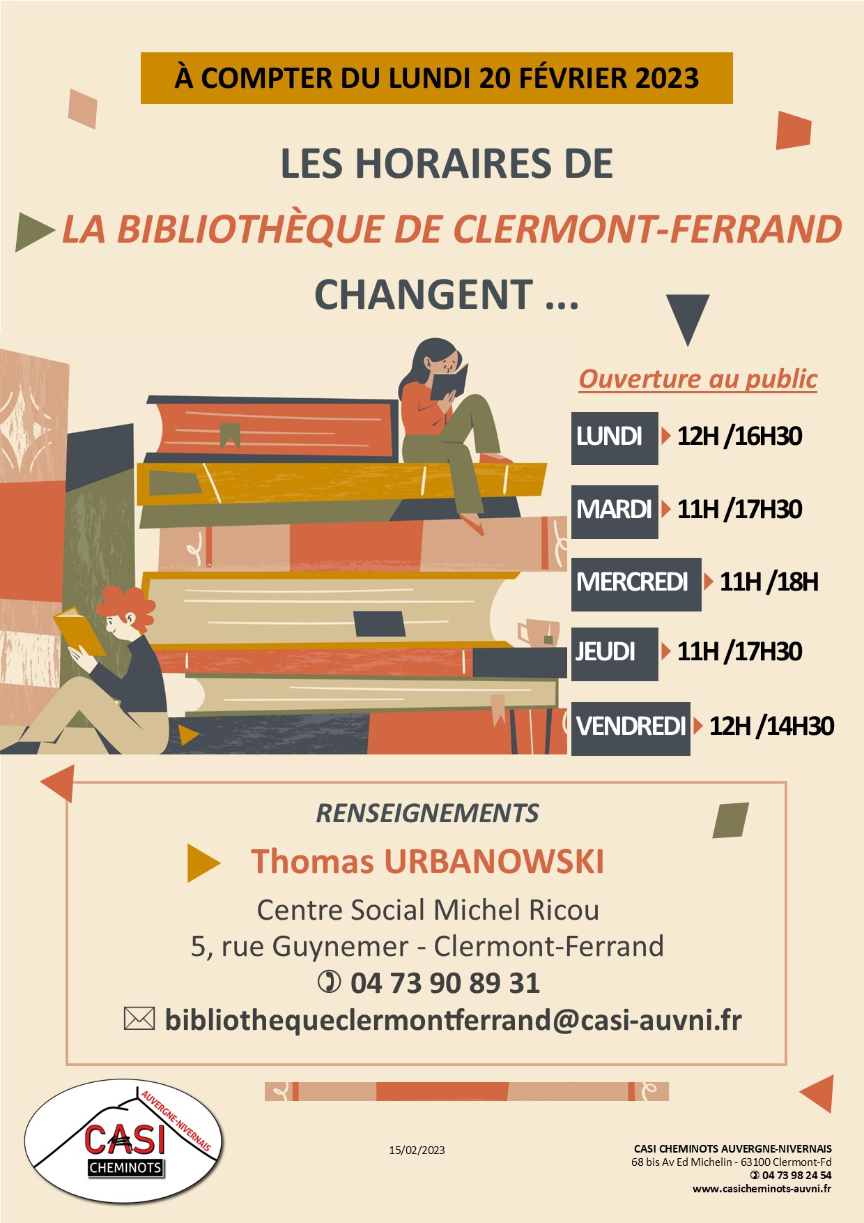 2023 Affiche Changement horaires bib Clermont Copie