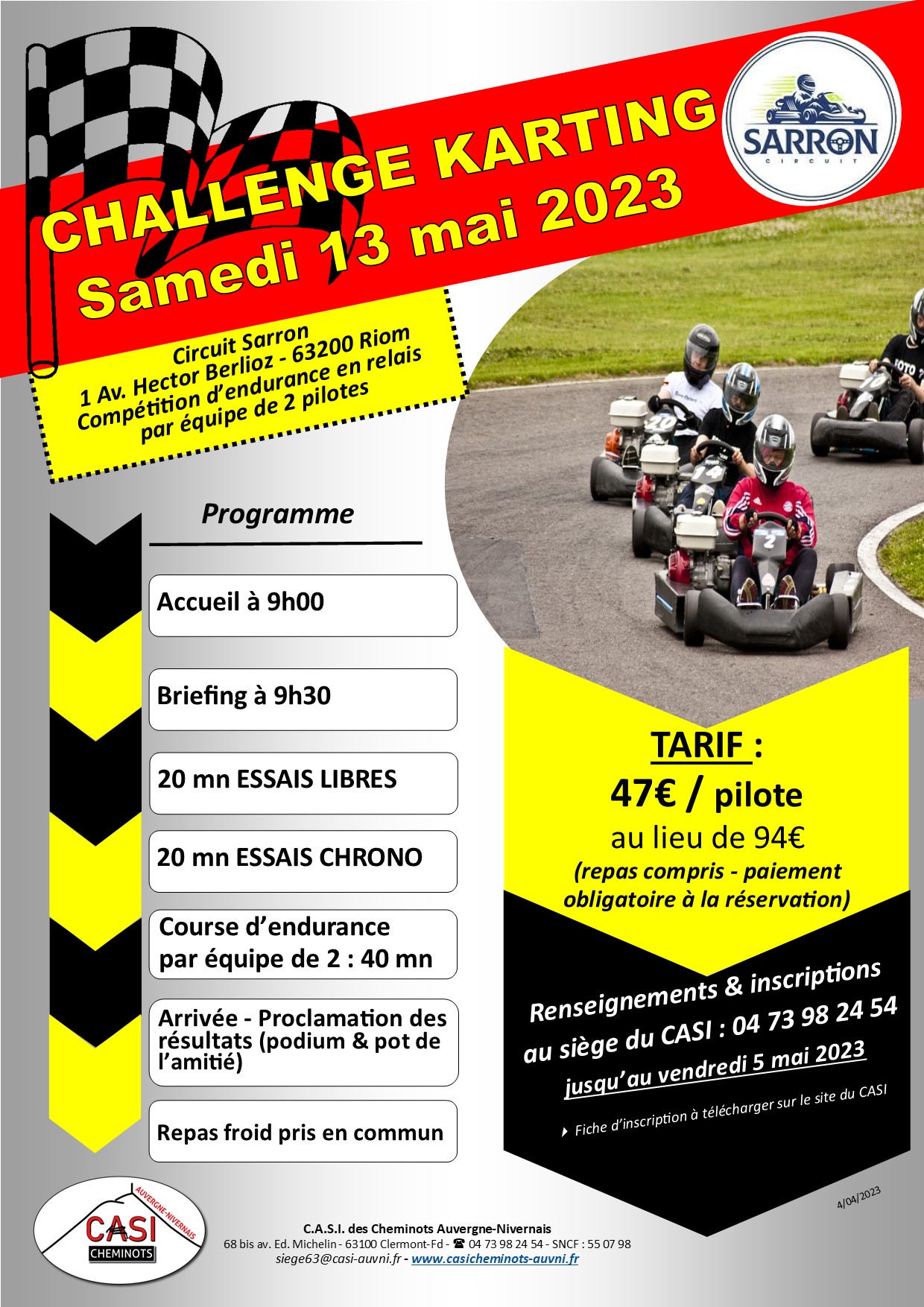 2023 Affiche challenge karting Sarron