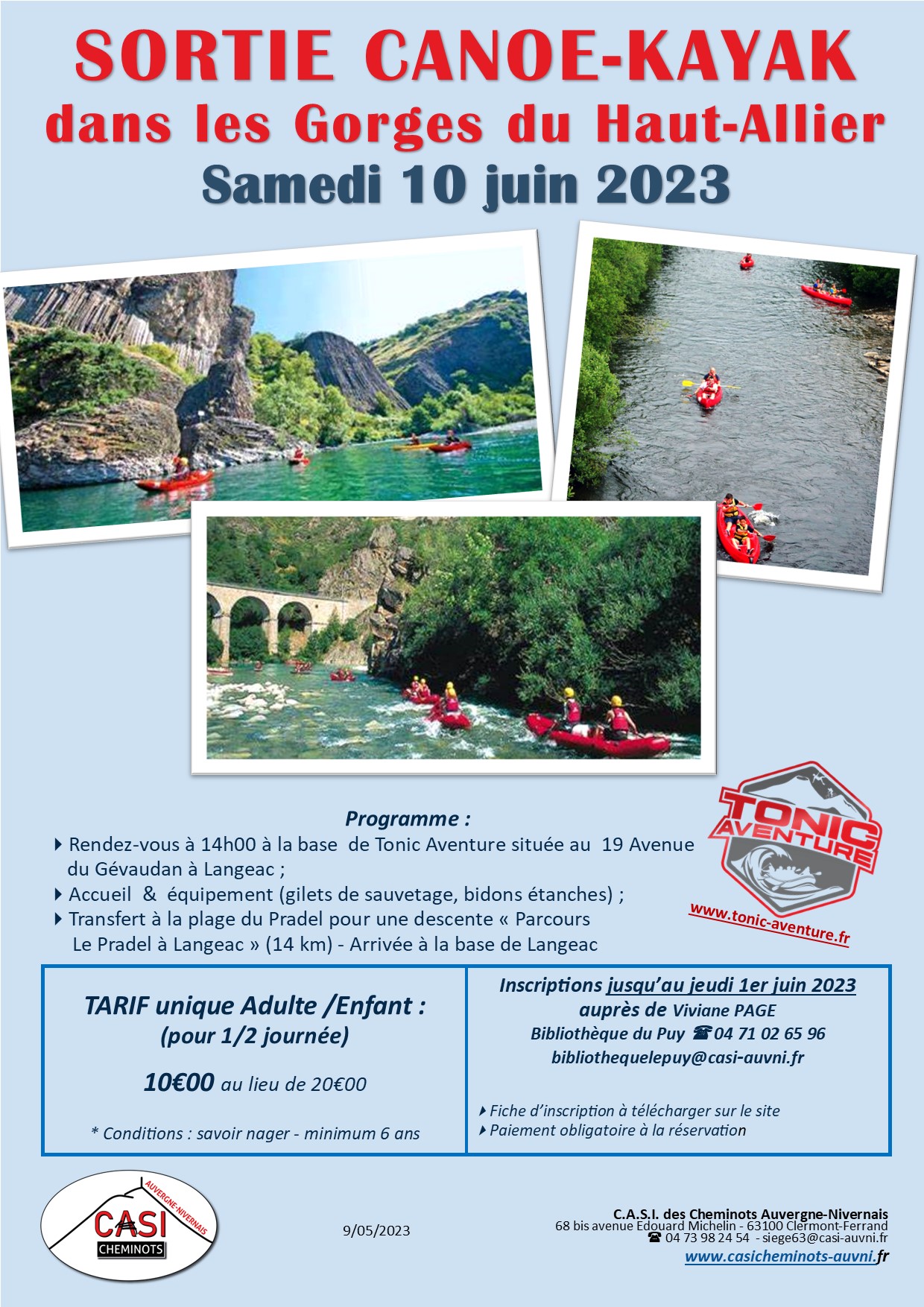 2023 affiche Sortie Canoe Haute Allier Hte Loire
