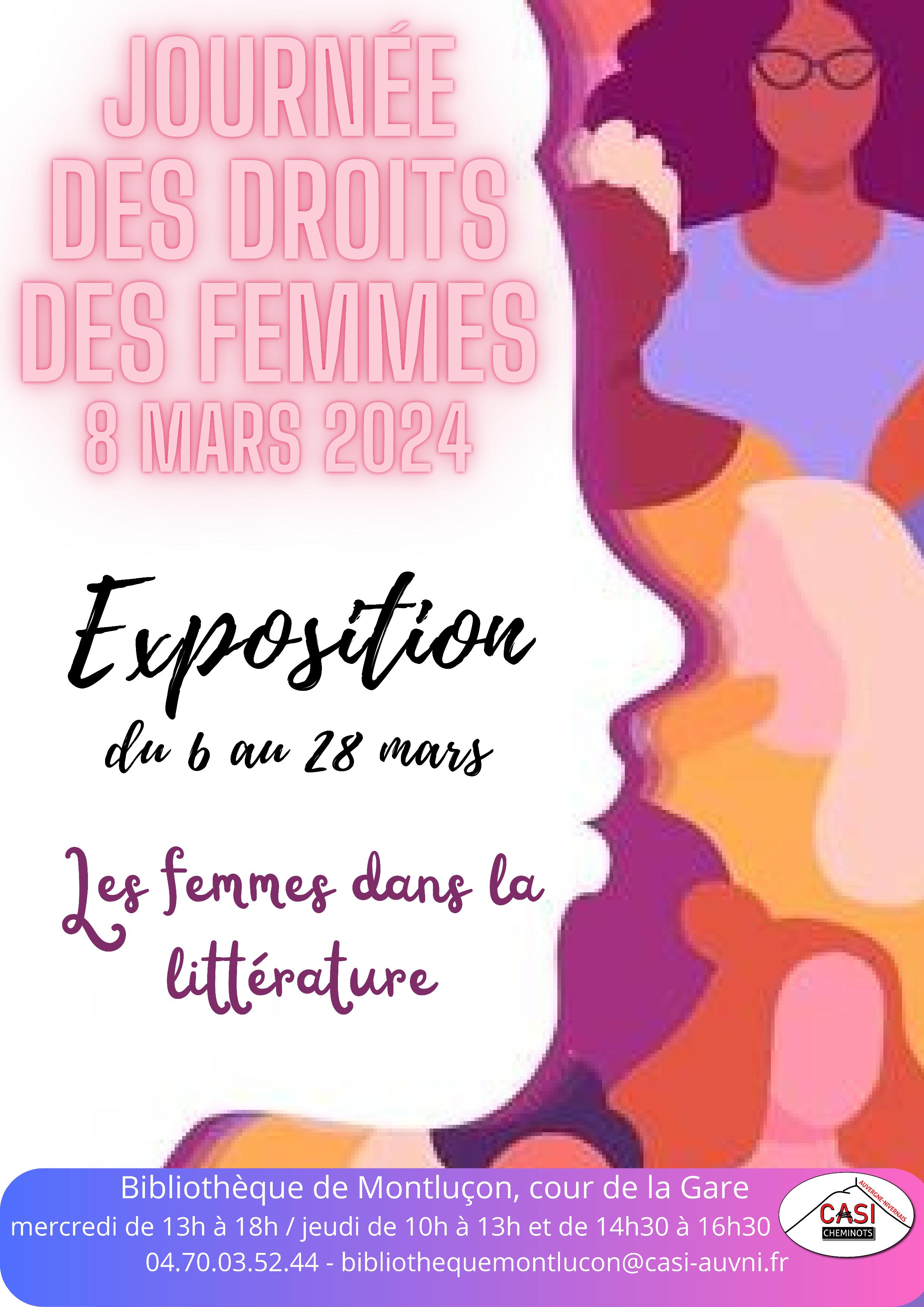 2024 Affiche Expo Femmes Littérature bib Montlucon