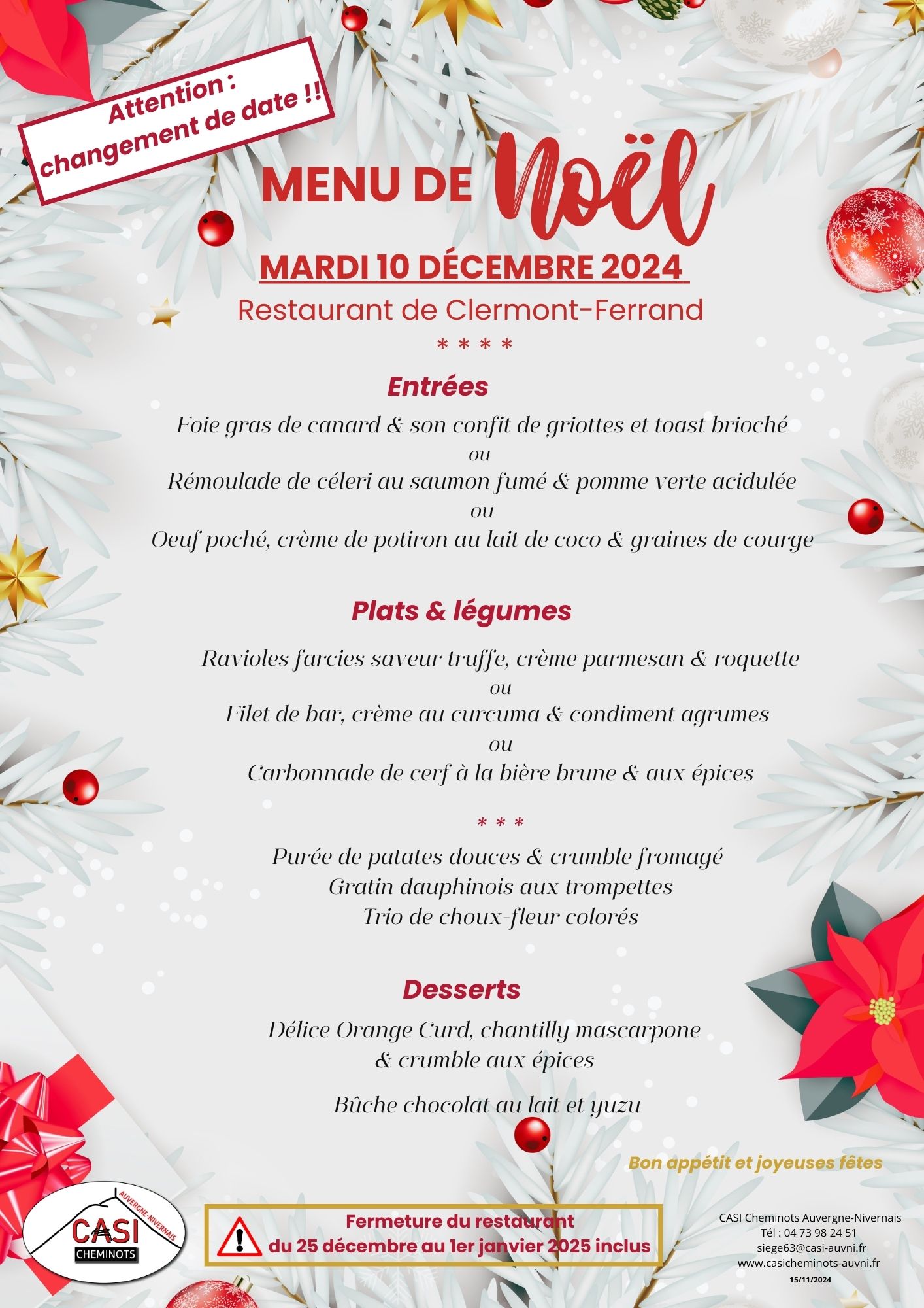 2024 Affiche menu de NOEL 635