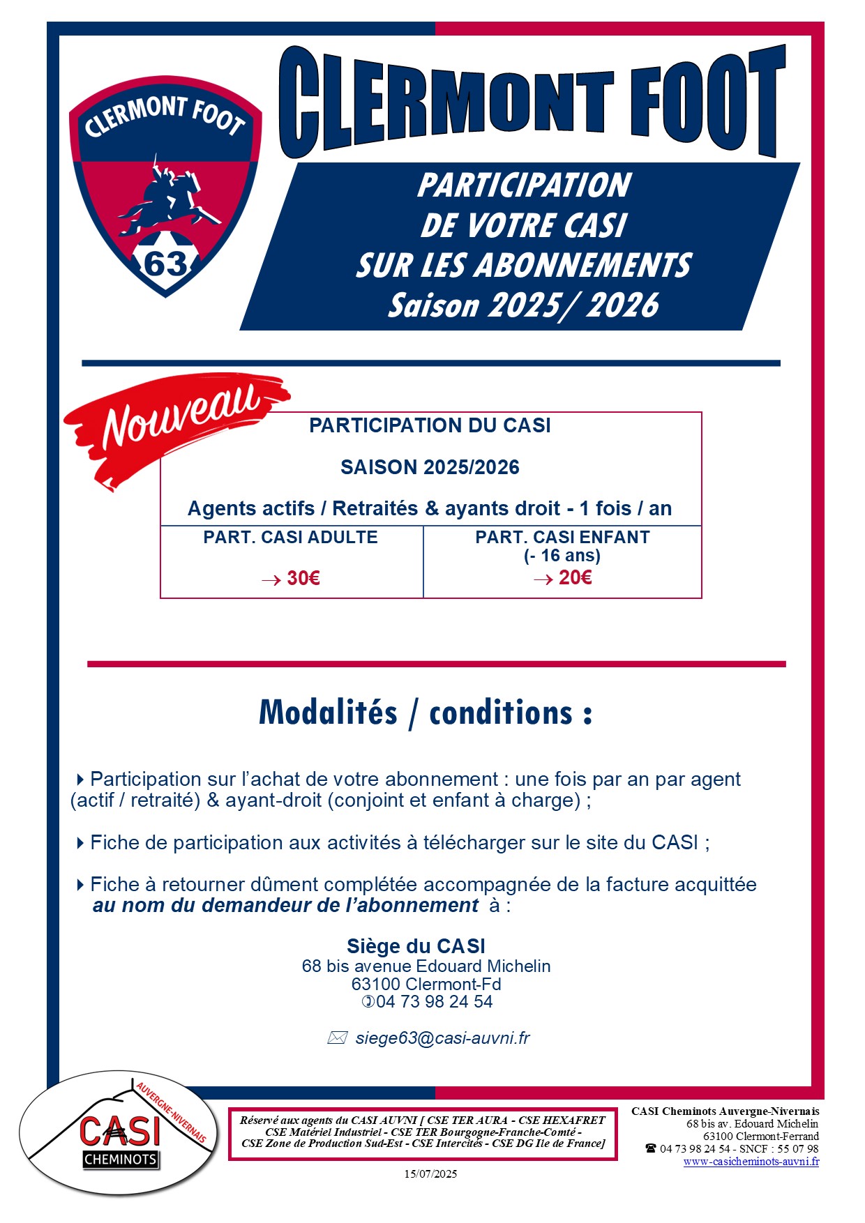 2025 Affiche CLERMONT FOOT saison 2025 2026