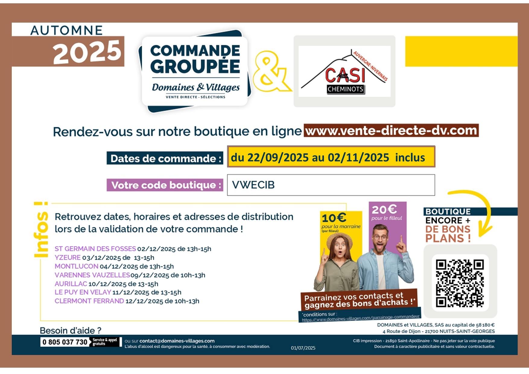 2025 Affiche Commande groupée Automne 2025 Domaines Villages