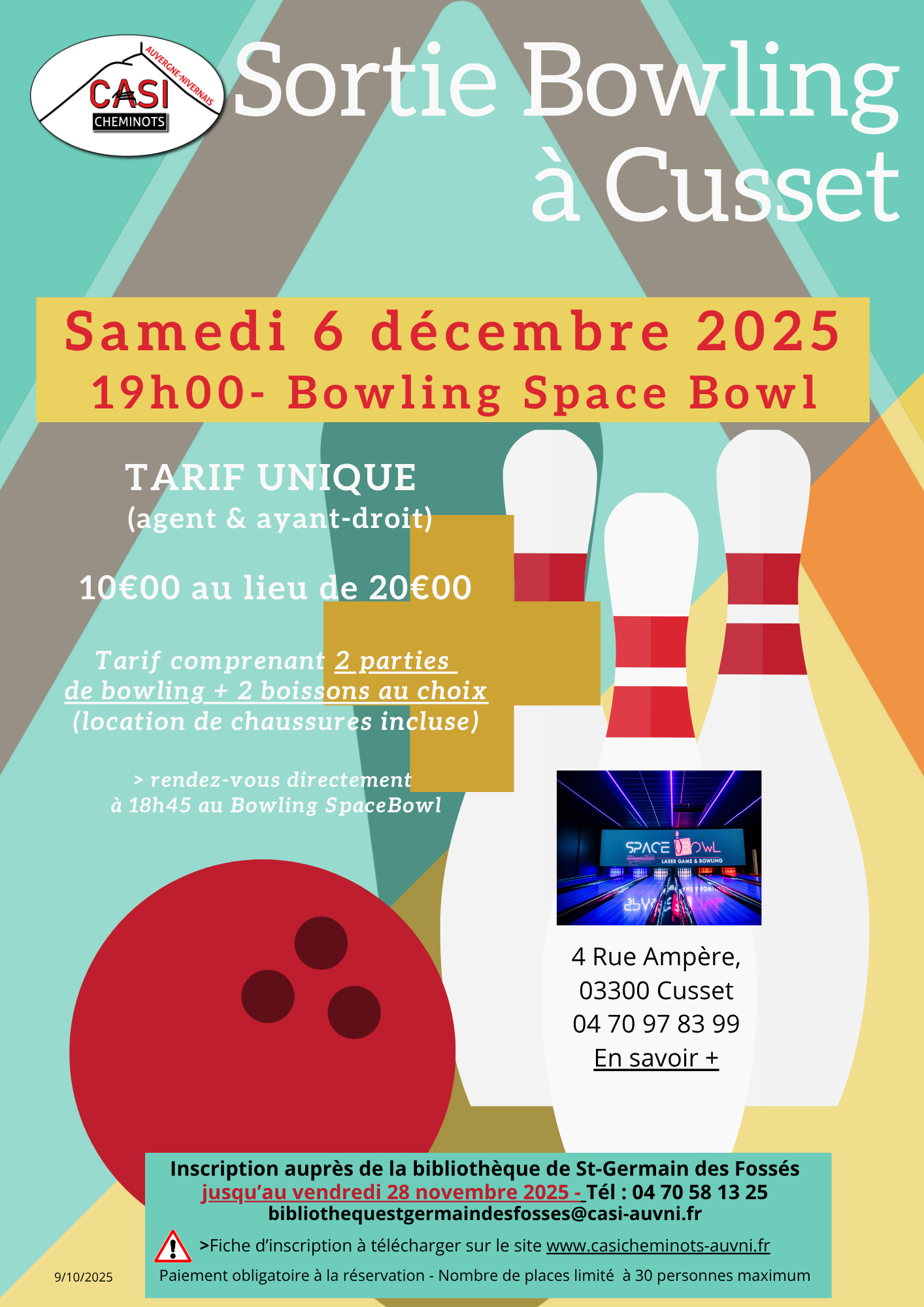 2025 Affiche Defin Sortie Bowling Cusset