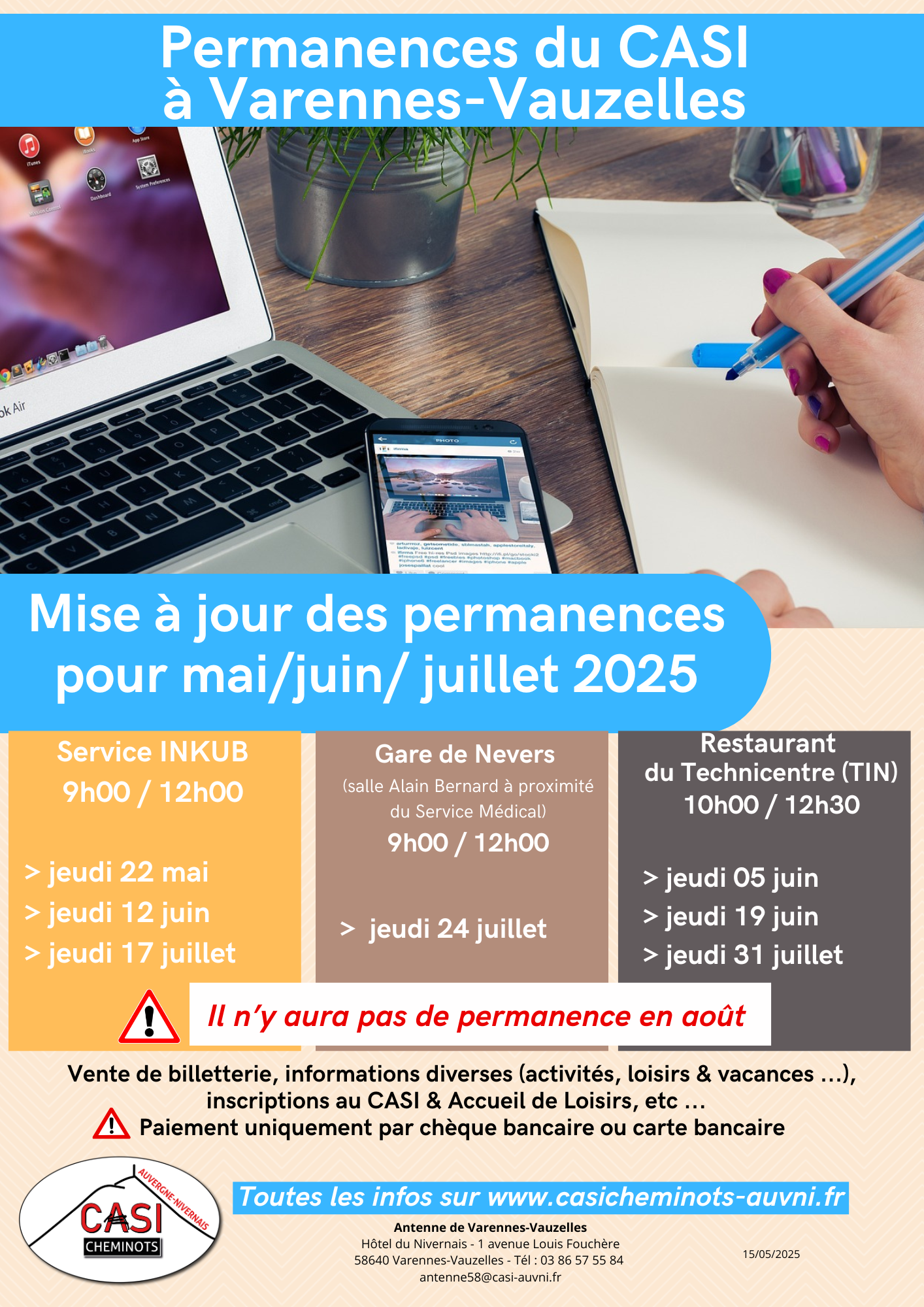 2025 Affiche Permanence CASI VAUZELLES au 15 05 2025