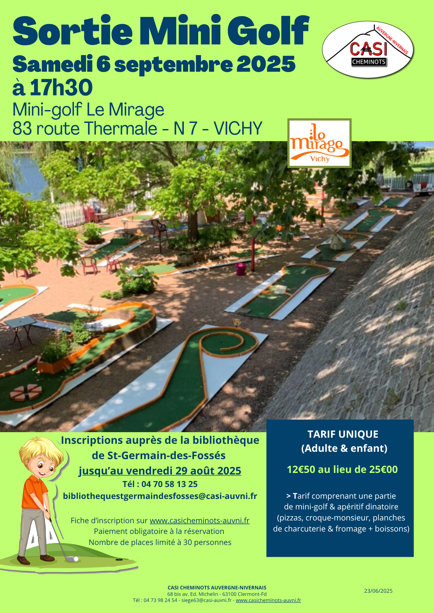 2025 Affiche Sortie Mini Golf Vichy modifiée
