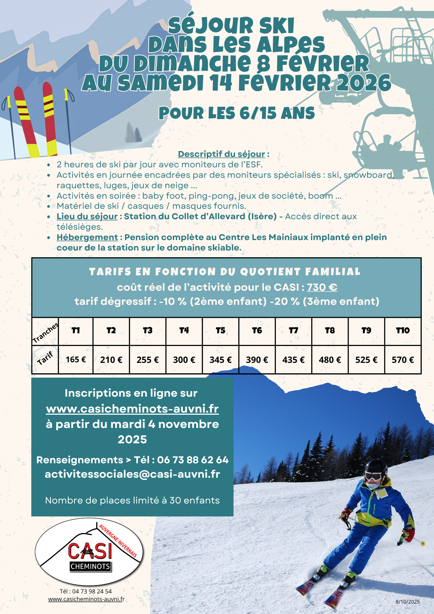 2025 Affiche défin Séjour Ski dans les Alpes Enfants 2026