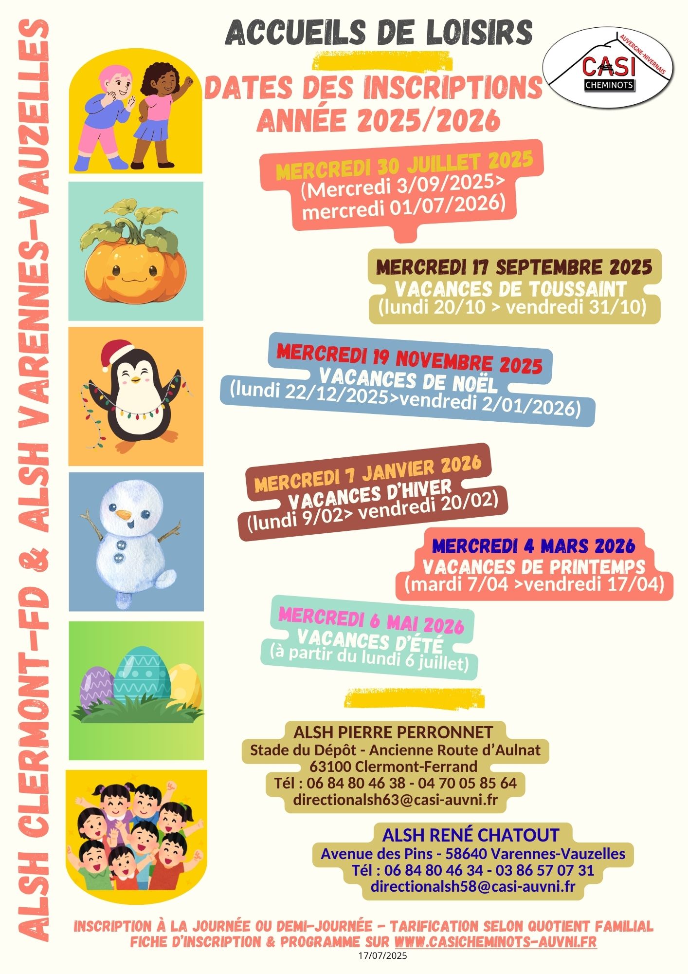 2025 Affiche défin date des inscriptions année 2025 2026