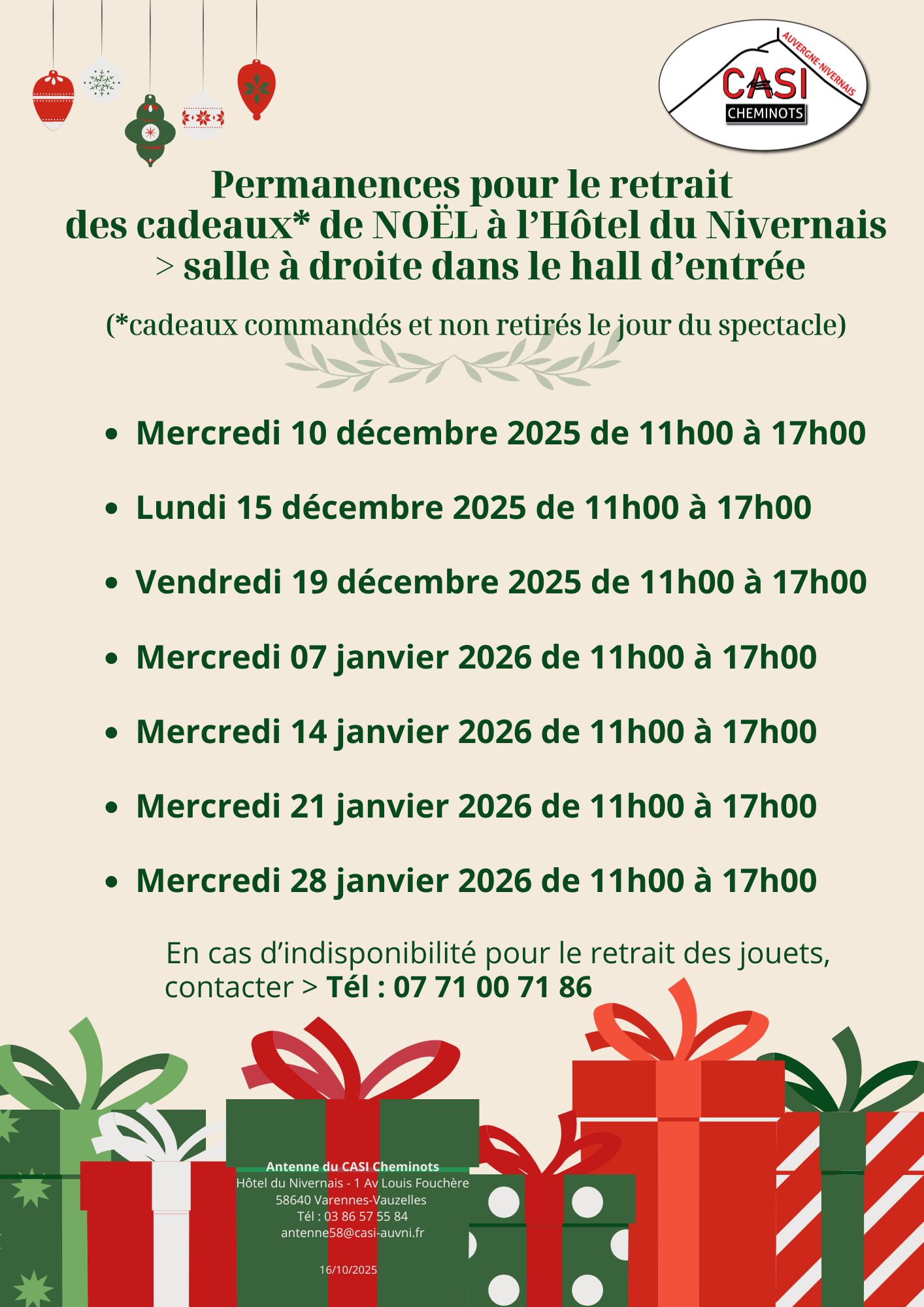 2025 Affiche définit Permanence retrait jouets 58