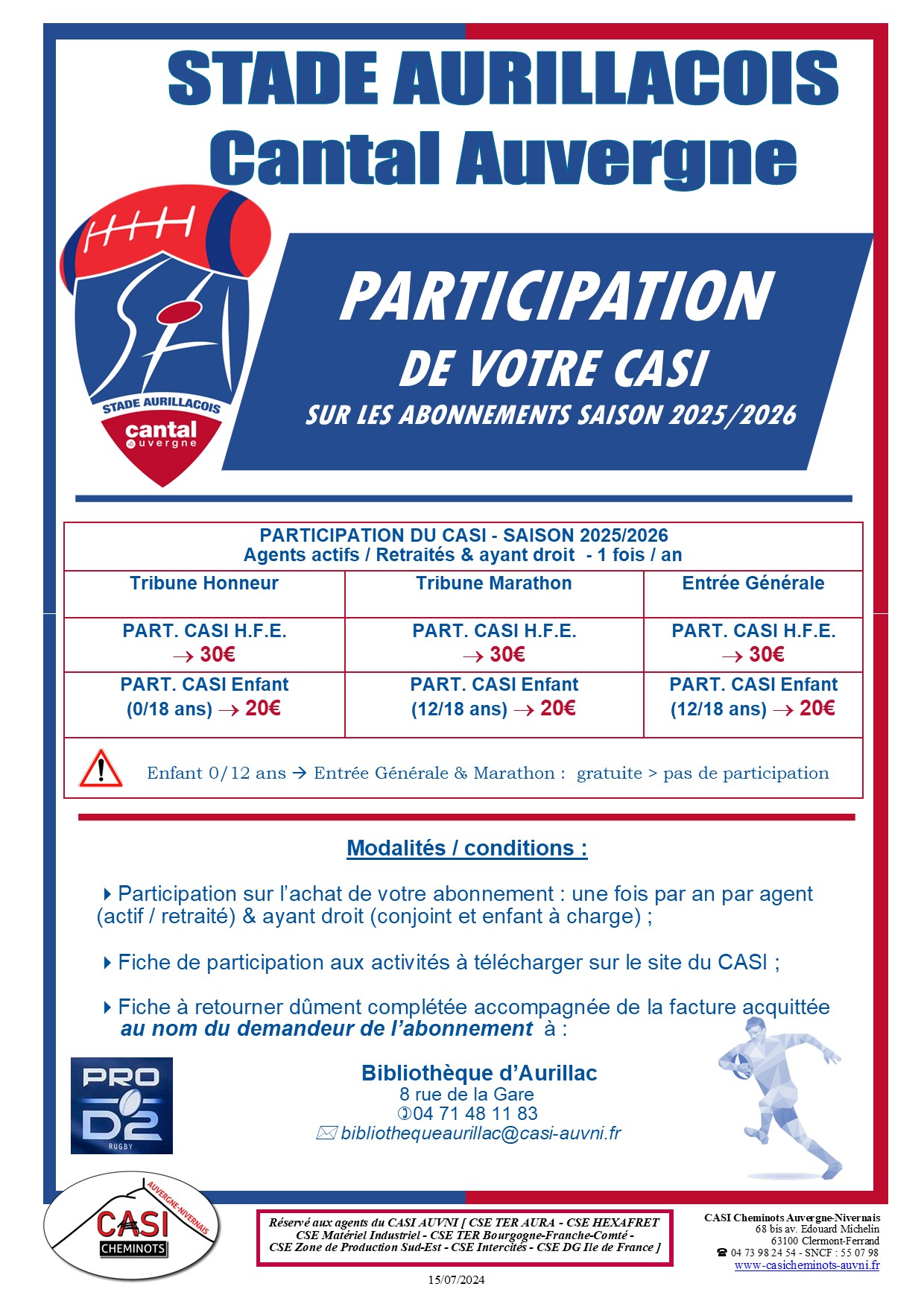 2025 Affiche participation Stade Aurillacois rugby saison 2025 2026 V1