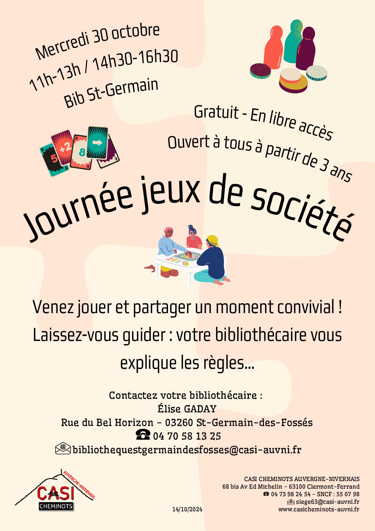 Affiche Journée jeux de société SGDF Mercredi 30 octobre