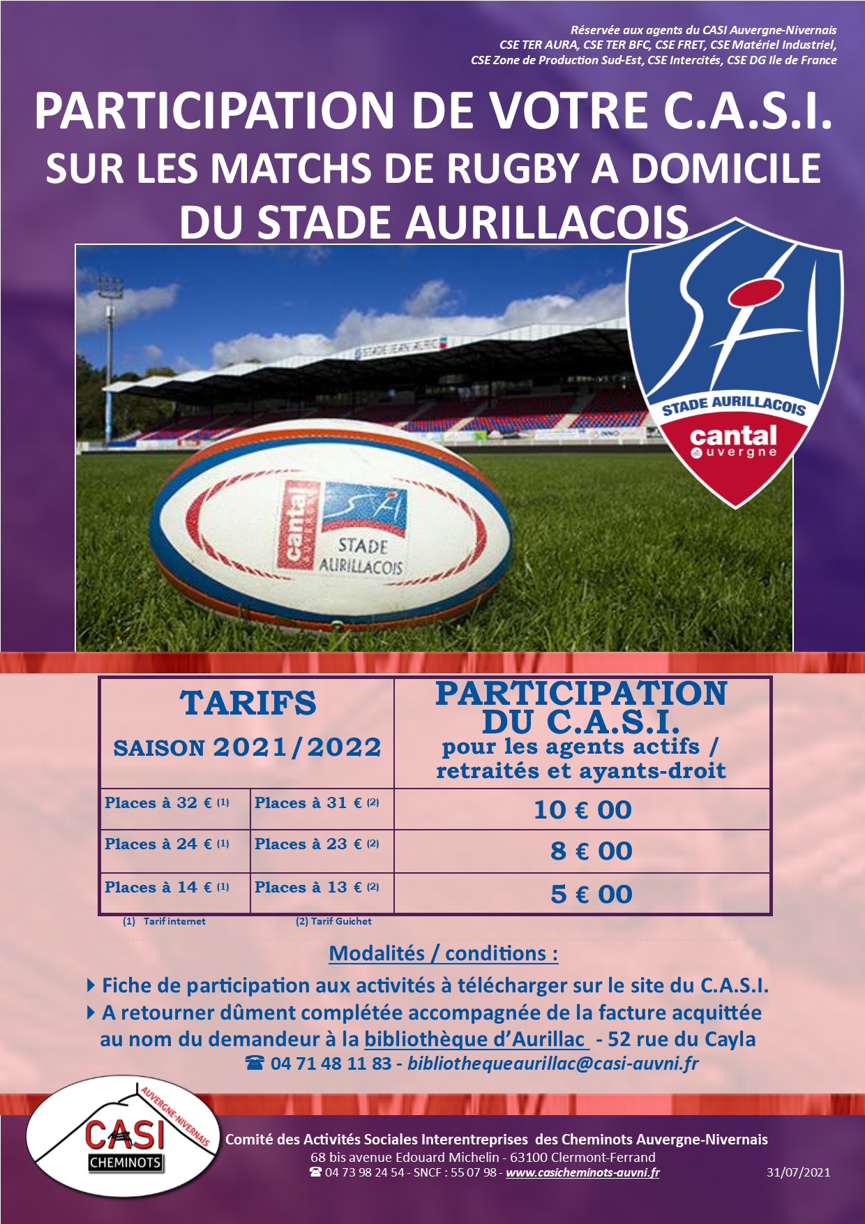 affiche participation rugby aurillac 2021 2022